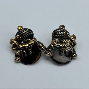 Womens Vintage Best brand multi metal color snowman holiday Christmas‎ earrings